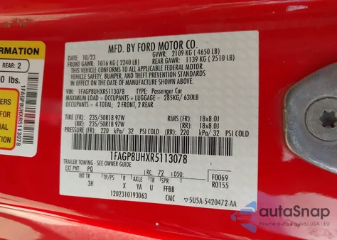 2024 Ford Mustang Ecoboost Premium from USA, damaged, VIN 1FAGP8UHXR5113078